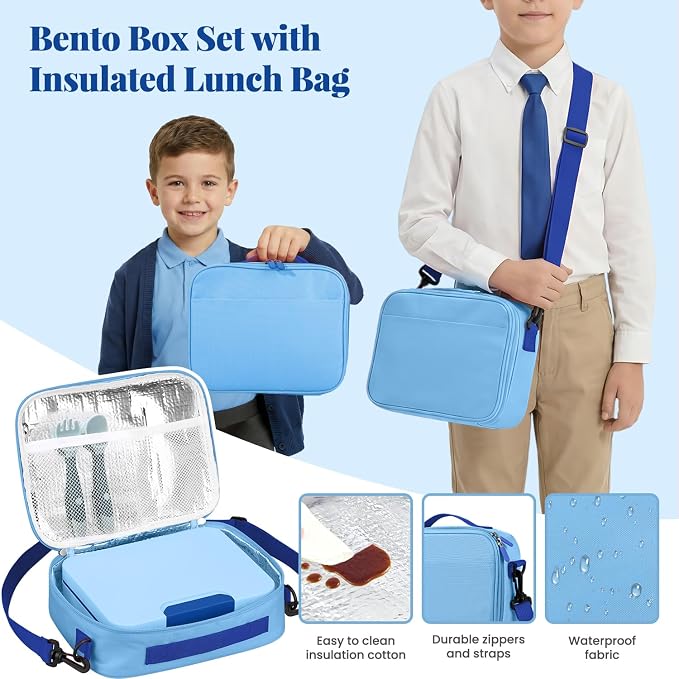 HWONMTE Bento Lunch Box Set for Kids with Soup Thermo Food Container Adults | Bento Lunch Box Set for Kids with 9.5oz Soup Thermo Leak-Proof Food Container with Insulated Lunch Bag Hot Food Jar Girl
