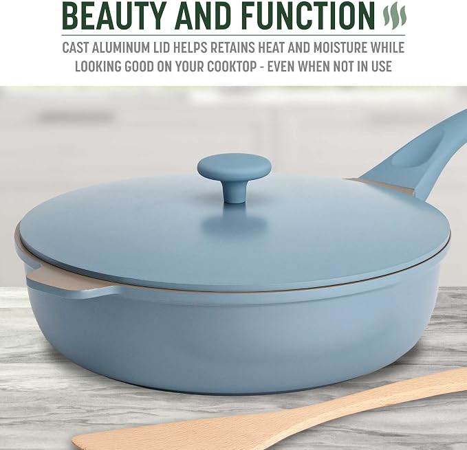 Goodful All-in-One Pan, Multilayer Nonstick Cookware Set, High-Performance Construction, Multipurpose Design Replaces Multiple Pots and Pans, Dishwasher Safe, 11-Inch, 4.4-Quart Capacity, Blue Mist