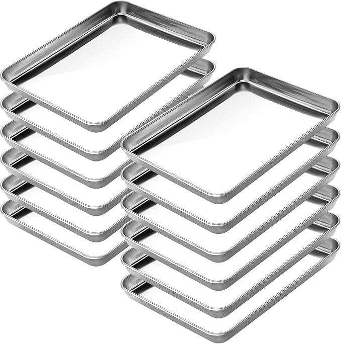 CEKEE Baking Sheet Set of 12, Stainless Steel 16 Inche Cookie Sheets for Baking, Baking Sheet Pan Toaster Oven Tray, Jelly Roll Pan, Warp Resistant & Heavy Duty, Size 16 x 12 x 1 Inches