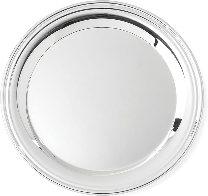 Reed & Barton Derby Silverplate Round Serving Tray, Coffee Table Decor | hand wash only | 12 inch diameter | jewelry dish, coffee table decor, food tray, gift for women, tray decor
