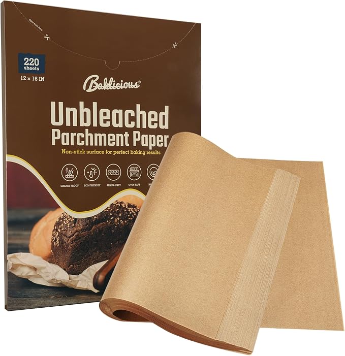 Baklicious 12x16inch 220pcs Unbleached Pre-cut Heavy Duty Parchment Baking Sheets