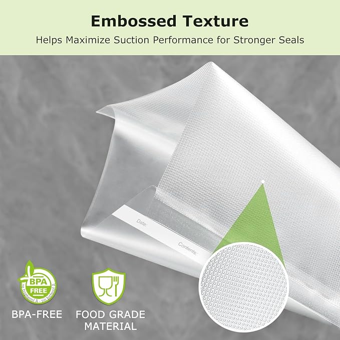 Bonsenkitchen Vacuum Sealer Rolls Bags, 3 Rolls 11"x 16' + 3 Rolls 8"x 16' | Commercial Grade, Heavy Duty, BPA Free, Food Storage Bags, Removes Air to Keep Food Fresh Longer, VB3221