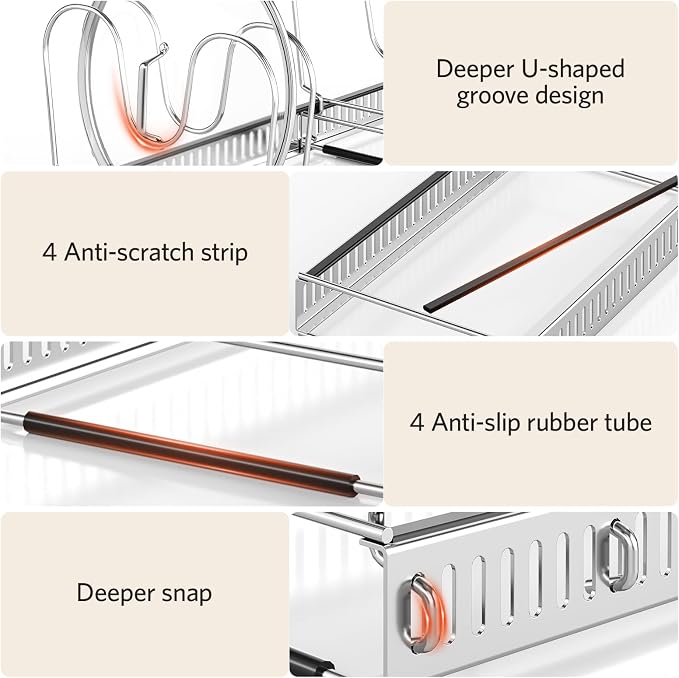 Pots and Pans Organizer under Cabinet, 11.8-22.8" 12 Dividers Silver | Extends 11.8-22.8", Holds pot lids, pans, cookware and bakeware, Adjustable dividers, for under cabinet or countertop