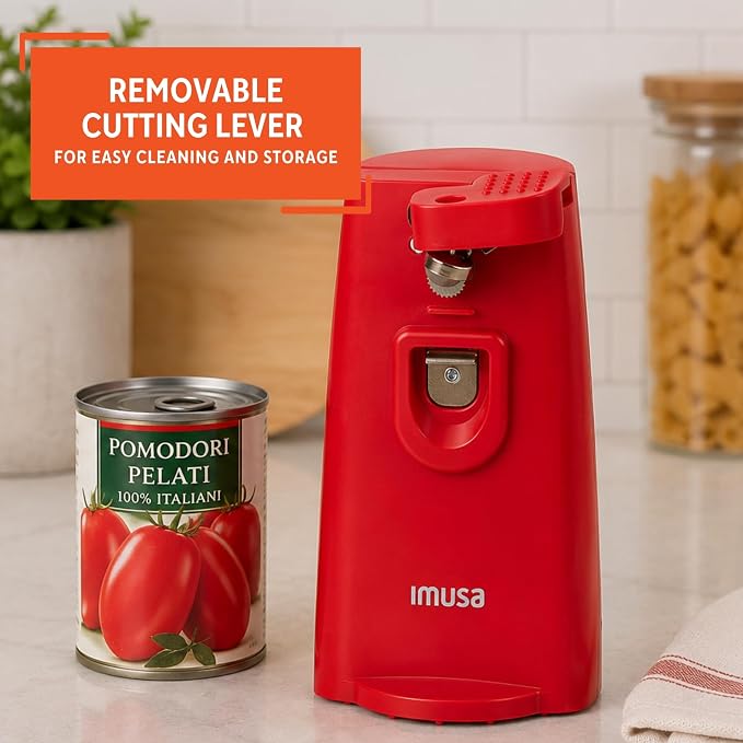 IMUSA Red Electric Can Opener with Bottle Opener & Knife Sharpener