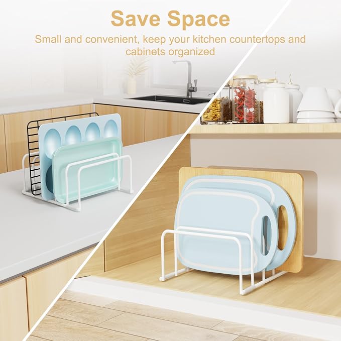 Fikoksol Cutting Board Organizer Storage, Baking Sheet Rack under Cabinet | Heavy Duty Cookie Sheet Organizer, Metal Cutting Board Holder, Space-saving Plate Holder for Cabinet, Tray Divider for Drawer