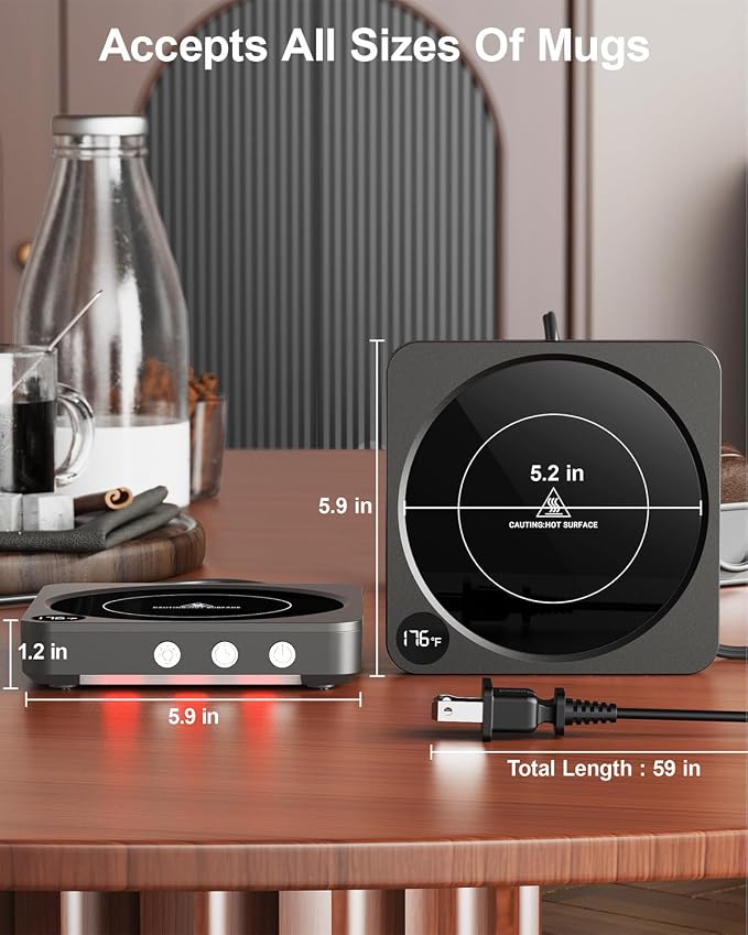 Mug Warmer - 36W Coffee Mug Warmer for Desk with Temperature Display, 2-12Hrs Auto Shut Off, Smart Candle Warmer - Ideal Coffee Gifts Accessories Keep Beverages Coffee Warmer