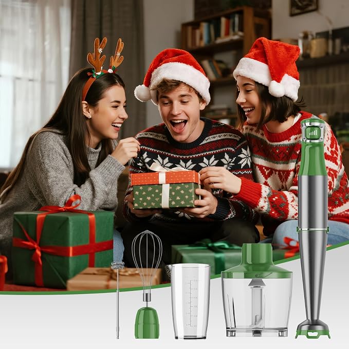 Turelar Immersion Blender Handheld 5 in 1 Hand Blender Set 1100W Heavy Duty | Trigger Variable Speed, Emulsion Stick Mixer with Food Processor, Whisk, Frother, for Soup, Puree, Baby Food, Anti-scratch
