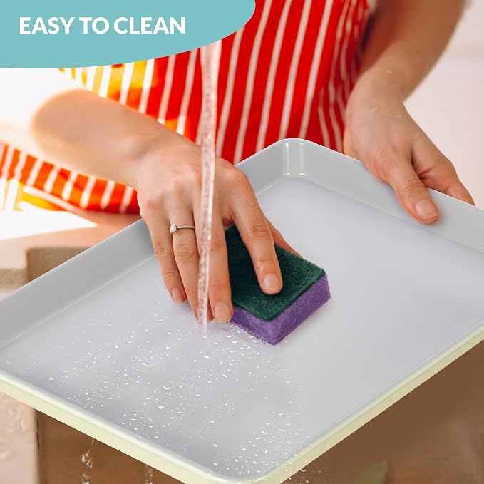 Non-Stick Ceramic Baking Sheet - Slick & Non-Toxic Ceramic Coating, PTFE & PFOA Free Cookie Sheet Pan - Perfect for Baking, Roasting, and More (Quarter Sheet Pan)
