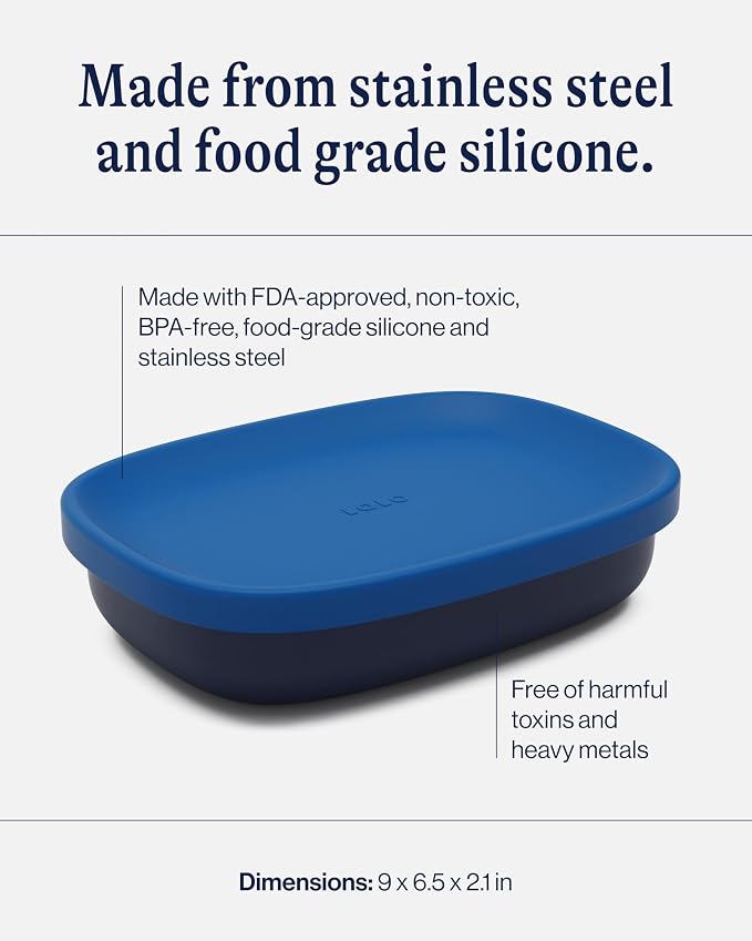 Lalo Bento Box - Dishwasher Safe, Easy to Open & Clean Silicone & Stainless Steel Lunch Box for Kids, Portable for Daycare - Blue Raspberry