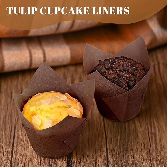 120pcs Tulip Cupcake Liners for Baking Cups, Premium Muffin Liners Holders | Food Graded Parchment Paper Muffin Liners Holders, Standard Greaseproof Cupcake Wrappers for Party, Christmas
