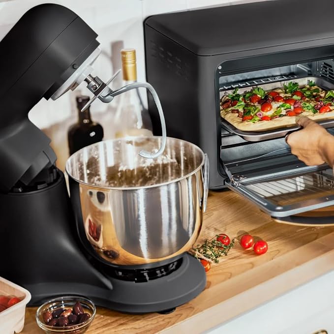 5.3 Qt Stand Mixer, 300W Electric Kitchen Mixer with 12 Speeds, Tilt Head Design, Stainless Steel Bowl, Dough Hook Whisk Beater Splash Guard (Black Sesame)