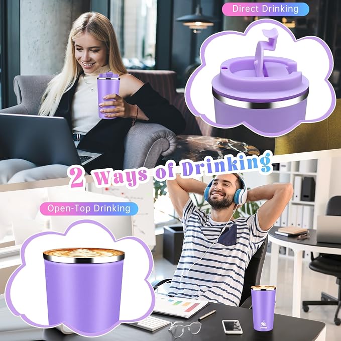 17oz Insulated Travel Coffee Mug with Flip Lid – Leakproof Stainless Steel Insulated Coffee Tumblers, Reusable Coffee Cup for Hot & Cold Drinks, Perfect for Camping & On-the-Go