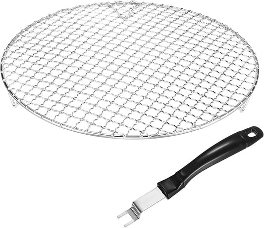 M METERXITY 2-Pack Cooling Rack 12" Round 201 Stainless Steel, Silver | Cross Wire Grate Cooling Racks with Grill Grate Lifter for Grilling, Cooking, Steaming, Baking