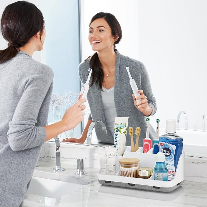 GFWARE Toothbrush Holders for Bathrooms Countertop Organizer - Kids Electric Toothbrush and Toothpaste Holder Detachable 7 Slots Tooth Brush Organization Bathroom Accessories Storage Vanity, White | Detachable Kids Electric Toothbrush and Toothpaste Ho...