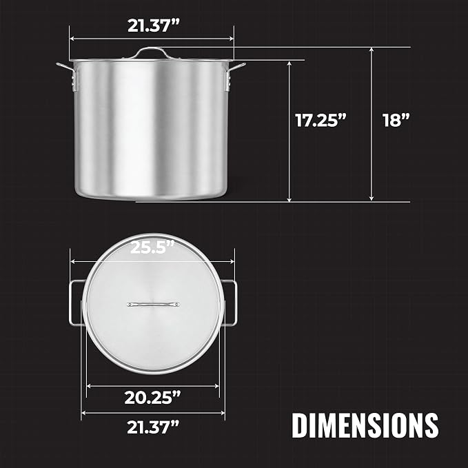 GasOne 100Qt Aluminum Stock Pot with Strainer and Lid – Large Deep Fryer Pot with Basket for Boiling, Frying Turkey, Seafood, Crawfish – Food-Grade Aluminum Large Cooking Pot with Sturdy Handles