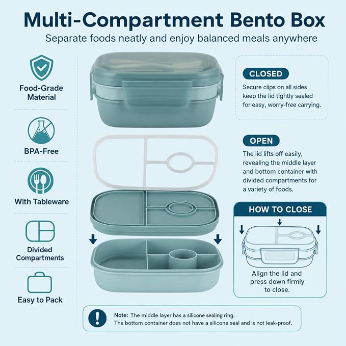 Bento Lunch Box Set for Women, with 12oz Soup Thermo, with Leak-Proof Food Containers, Insulated Lunch Bag for Girls for Travel Picnic