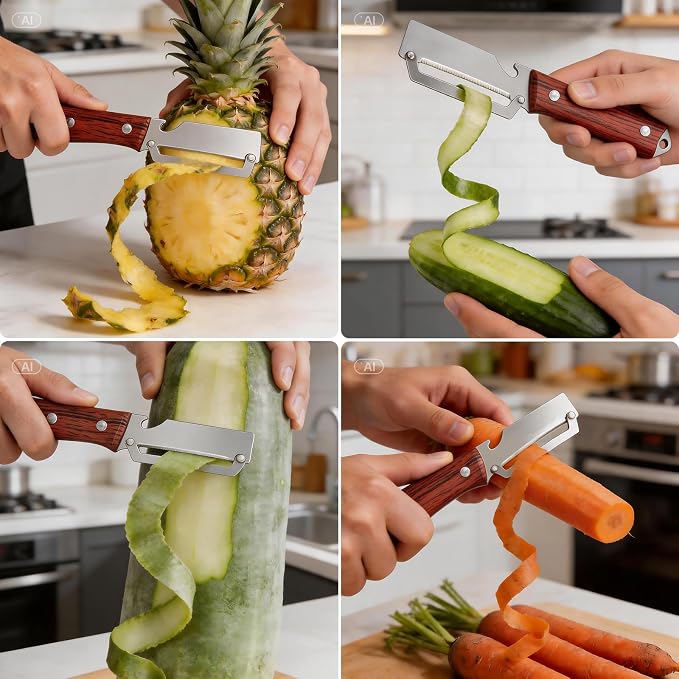Multifunctional Vegetable Peeler for Peeling Potato Carrot(2 Pack) | 2 in 1 Stainless Steel Peeler Knife | Bottle Opener Function | End Hook Design | Fruit Cucumber Slicer
