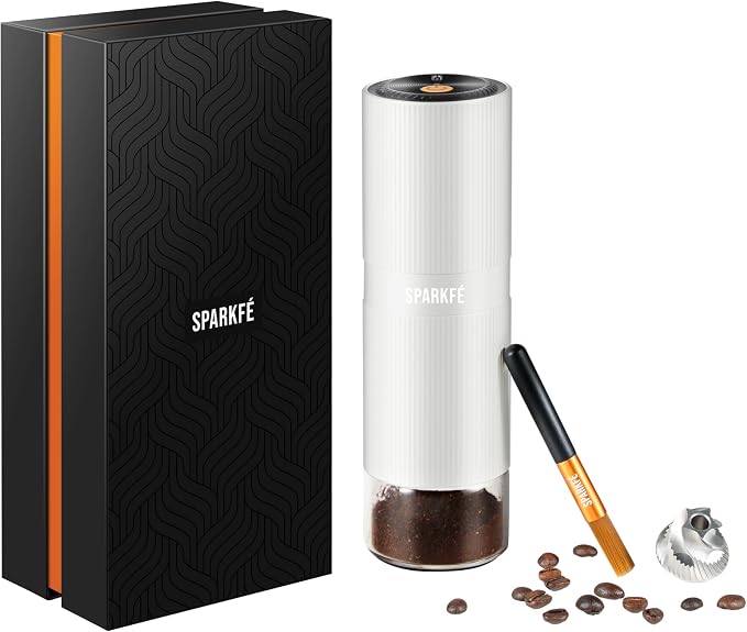 Portable Electric Coffee Grinder, Rechargeable Handheld Grinder with Stainless Steel Conical Burr, Adjustable Grind Settings, for Espresso, Moka, Pour Over, French Press, Cold Brew, Marshmallow