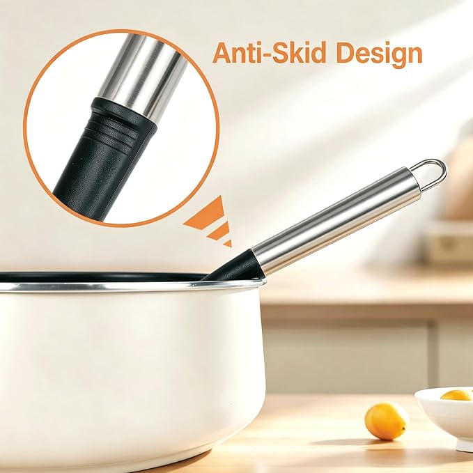 Large Silicone Cooking Utensils Set, 10Pcs Nonstick Kitchen Utensil Set with Stainless Steel Handle, BPA Free Spatula Set with Turners Spoon Ladle Skimmer(Black/Silver)