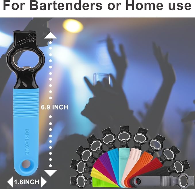 2-in-1 Soda Can Tab & Beer Bottle Opener, Blue, 2-Pack | Easy pull tab opener with soft silicone handle protects nails & arthritic hands. Great for bars, picnics, and outdoor events