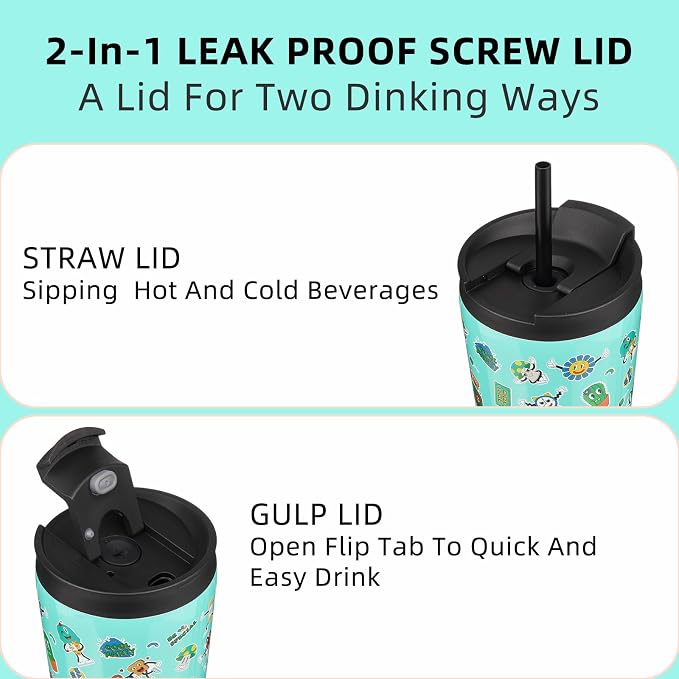 BJPKPK 18 oz Coffee Tumbler with Straw, Insulated Stainless Steel Cup | Double Wall Vacuum, Leak Proof, Keeps Hot/Cold, BPA Free, Cupholder Friendly, Travel, Spring Party-Green