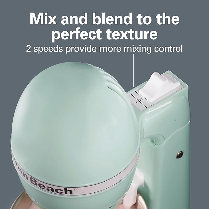 Hamilton Beach DrinkMaster Retro Milkshake Maker & Electric Drink Mixer | Drink Mixer, Milkshake Maker, Milk Frother | 2 Speeds | Extra-Large 28 oz. Stainless Steel Cup | Mint | 732