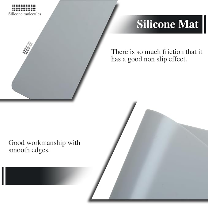 Silicone Mats, 2Pcs 15.7"x 11.8"x 0.03" Grey Silicone Table Mats | for Craft, Kitchen Counter, Jewelry