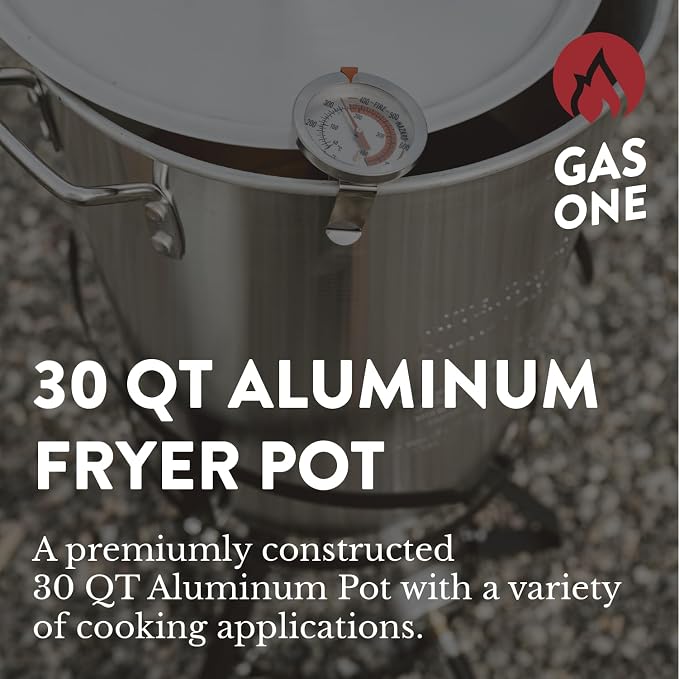GasOne 30Qt Aluminum Stock Pot with Strainer and Lid – Large Deep Fryer Pot with Basket for Boiling, Frying Turkey, Seafood, Crawfish – Food-Grade Aluminum Large Cooking Pot with Sturdy Handles