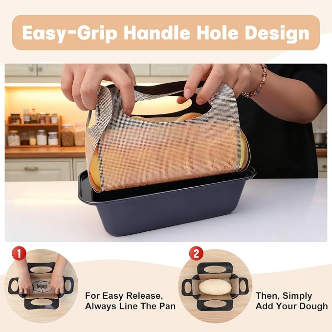 Loaf Pan with Liners Set: Nonstick 9 x 5 Inch Bread Pan for Homemade Baking | 2-Pack for Homemade Oven Baking - Rectangular Baking Tray for Kitchen Home Baker Make Sourdough Banana Sandwich 9x5 Brioche