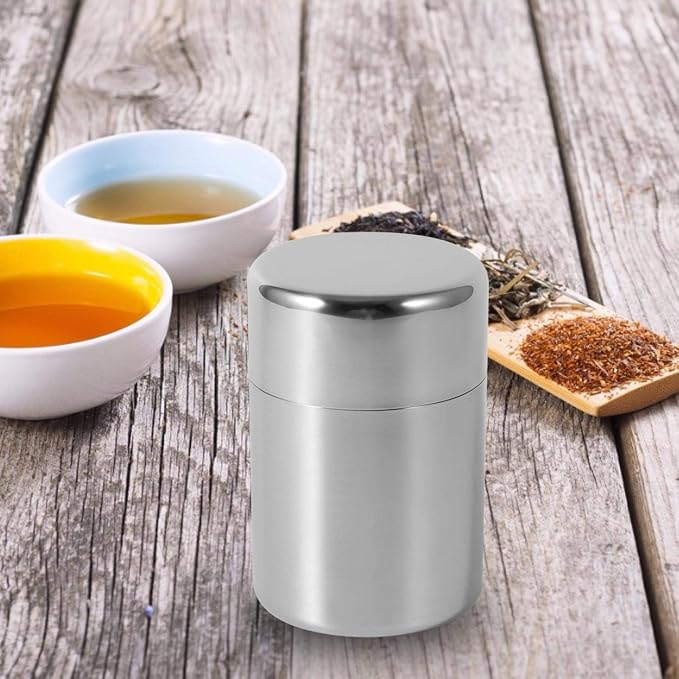 Tyenaza Tea Canister, Stainless Steel Tea Tins, Textured Tea/Coffee/Sugar Canisters, Canister Home Kitchen Canisters for Tea Coffee Sugar Storage(s)