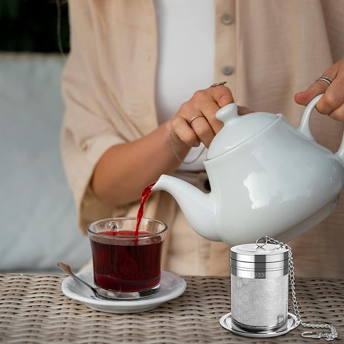 Numola Large Tea Infusers for Loose Tea | Extra Fine Mesh, 304 Stainless Steel, Extended Chain Hook, For Spice Cooking, For Teapot Cup