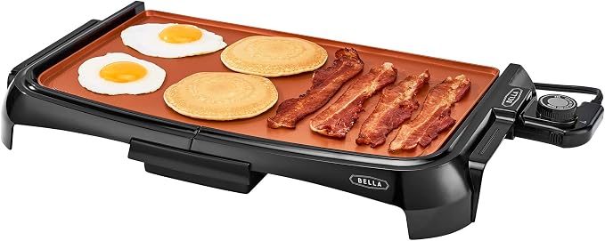 bella 10"x16" Ceramic Griddle, Copper/Black