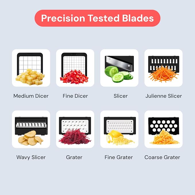 Fullstar Pro XL Vegetable Chopper & Mandoline Slicer w Pull-Out Catch Tray | 11 in 1 Veggie, Onion & Fruit Slicer, Dicer & Grater with Sharp Stainless Steel Blades - XL Food Prep Set ((White)