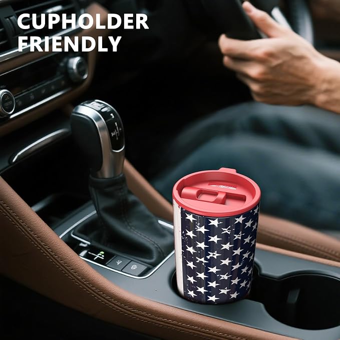 TILUCK 20 oz Insulated Coffee Tumbler with BPA-Free Lid | Travel Coffee Mug, Dishwasher Safe, Cup Holder Friendly, Double-Wall Vacuum Insulation for Hot & Cold Drinks, RedFlag