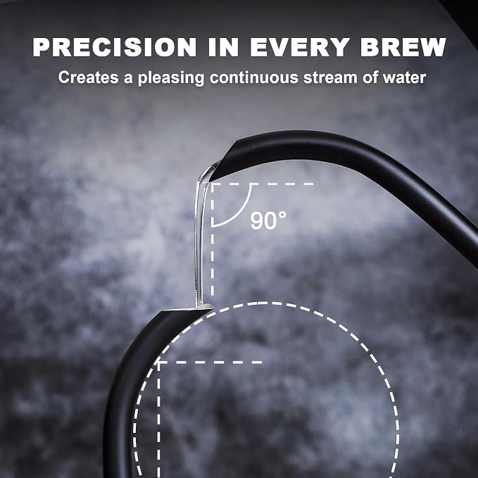 Nueve&Five Electric Gooseneck Kettle with Thermometer, 1.0L Pour Over Hot Water Kettle for Coffee and Tea, 1000W, Auto Shutoff, Boil-Dry Protection, Matte Black