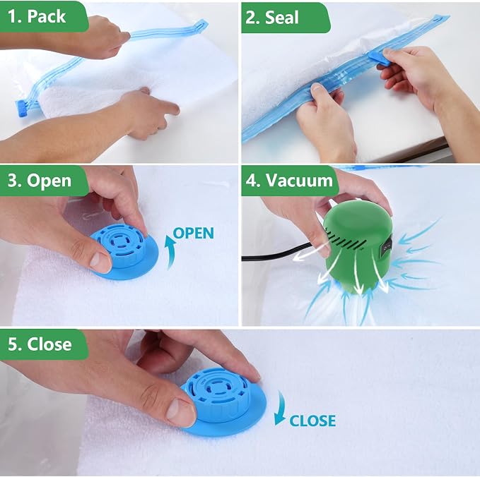 Travel Electric Vacuum Pump for Vacuum Storage & Seal Bags, Green | Portable Vacpack Air Pump for Compression Clothing Blanket Luggage(Storage Bag Not Included)