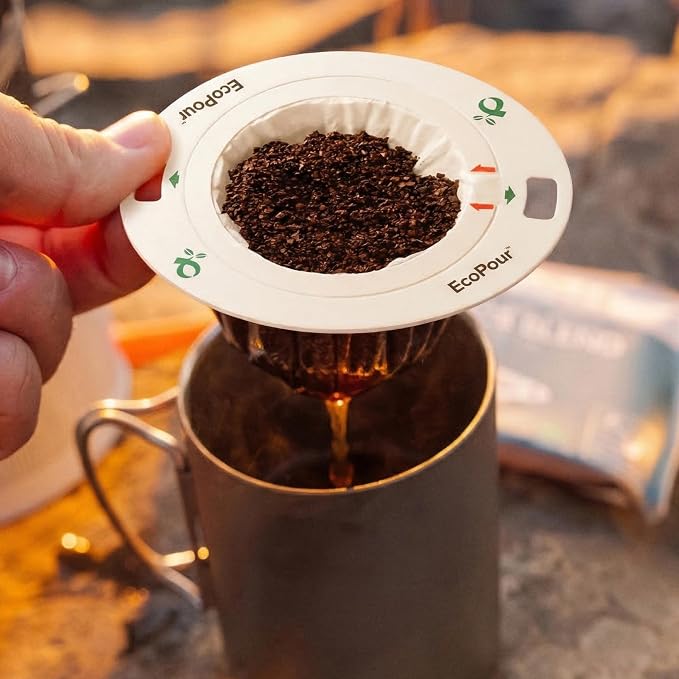 EcoPour All Paper Single-Serve Coffee Filters, Empty, 50 Pack | Use with Coulee Swirl machine or with most mugs. Coffee or loose leaf tea; portable for camping & travel; eco-friendly.