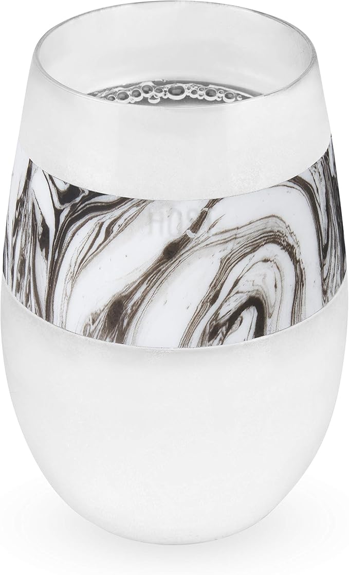 HOST Wine Freeze Cooling Cup, Plastic Double Wall Insulated Freezable Drink Chilling Tumbler with Freezing Gel Wine Glasses for Red and White Wine, Set of 1, 8.5 oz, Black Swirl
