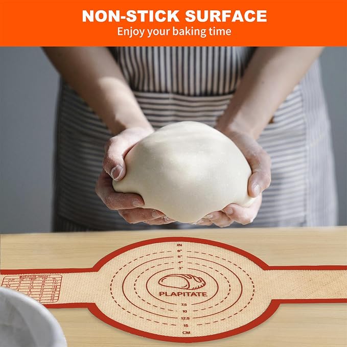 PLAPITATE Silicone Bread Sling for Dutch Oven Liner, 2 Pack Non-Stick, Easy Clean Reusable Silicone Baking Mat with Long Handles, Easy to Transfer Sourdough Bread, Red
