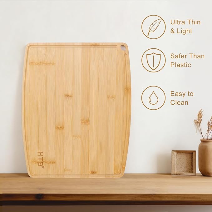HTB Bamboo Cutting Board for Kitchen Wooden Chopping Board, Large 1PCS | Lightweight, Solid, Large, Bamboo, Sandwich Boards, Serving Boards, Breakfast, Machine wash