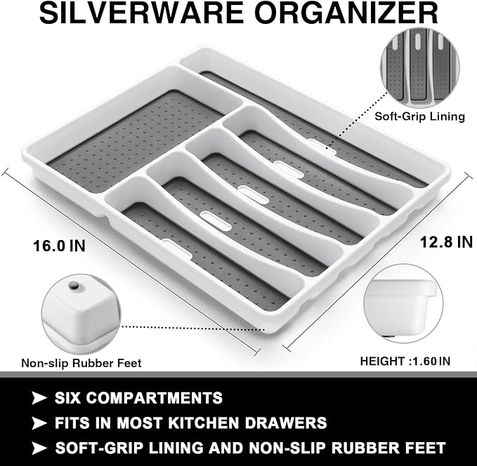 49-Piece Black Silverware Set with Organizer, Food-Grade Stainless Steel Black Flatware for 8, Cutlery Utensil Sets with Steak Knives, Rust-proof, Mirror Polished, Dishwasher Safe, Roman Column
