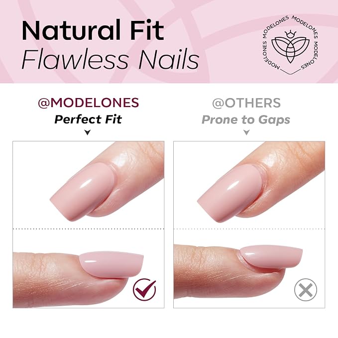 modelones Short Press on Nails, Oval Fake Nails Kit Nails Press Ons | with Glue, Adhesive Tabs, Nail File, Prep Pad, Manicure Stick, 32Pcs 16 Sizes, Burgundy, Summer Women Girl Gift