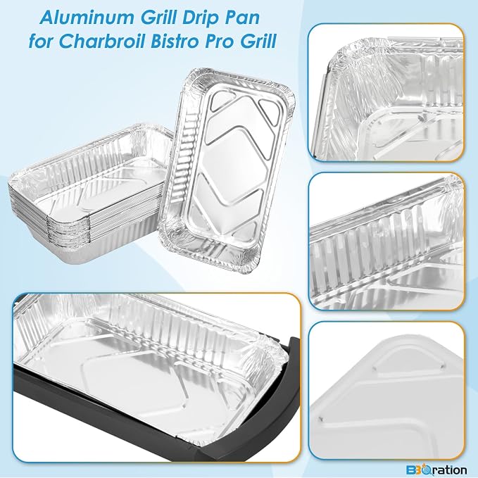 20-Pack Aluminum Disposable Drip Pan for Charbroil Bistro Pro Grill | Grease Catcher Drip Liner for Charbroil Bistro Pro 2025 Years Electric 25302161 25302145 25302146, Collect Cooking Oil