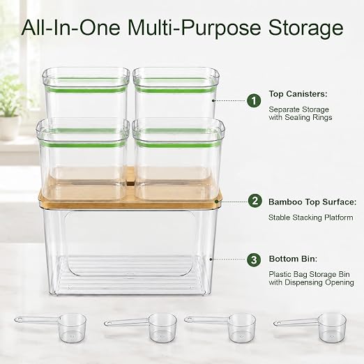 5-in-1 Trash Bag Dispenser, Laundry & Dishwasher Pods Storage Container | Space-Saving Under Sink Garbage Bag Dispenser for 13/30/33 Gallon Bags & Laundry Room Storage. Home Organization Must Haves!