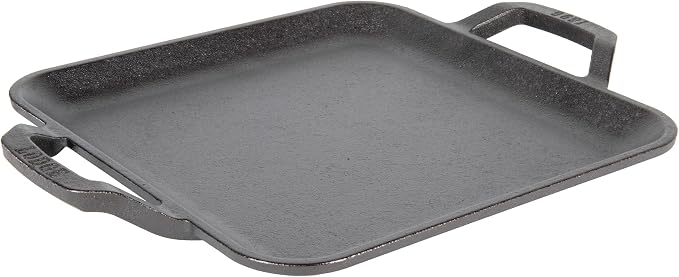 Lodge 11" Cast Iron Square Griddle - Chef Collection - For Indoor & Outdoor Cooking - Superior Heat Retention - Durable Cast Iron - Seasoned Kitchen Griddle