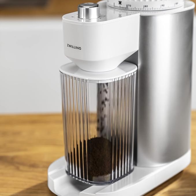 ZWILLING Enfinigy Burr Coffee Grinder Electric, 140 Coffee Grinding Options from Espresso to Drip Coffee, Silver