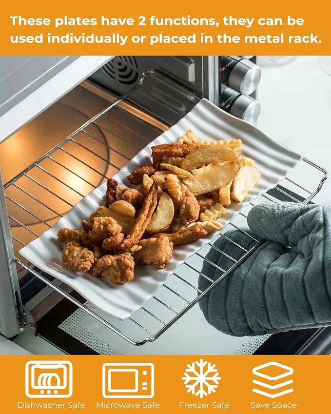 LAUCHUH 3 Tier Trays Stand, Porcelain Tiered Serving Trays Serving Stand | Serving Platters with Collapsible Sturdier Stand Dessert Table Display Set for Thanksgiving Christmas Party, Gold, 12.2 Inch