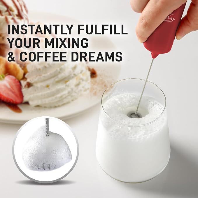 Mini & Mighty Milk Frother Wand – Powerful Handheld Coffee Frother, Battery Operated Drink Mixer – Compact Pocket Size – Detachable Whisk for Latte, Cappuccino, Matcha, Hot Chocolate