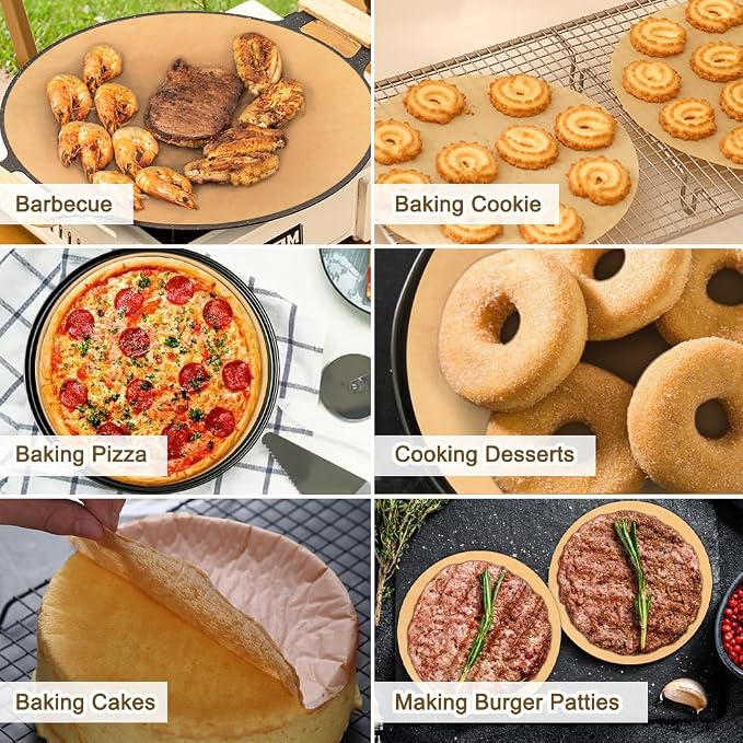 BYKITCHEN 12 Inch Parchment Paper Rounds, Non Stick Parchment Paper for Baking, Round Pizza Paper for Pizza Maker, Pizza Pan, Tortilla Press, Quesadilla Maker, Cake Pan and More(Set of 100)