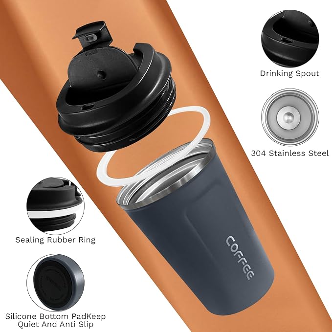 SPLMIFA Travel Coffee Mugs Leak-Proof, Reusable Coffee Cups with Lids, Stainless Steel Vacuum Insulated Coffee Tumblers, Thermal Insulation Cups for Men and Women Hot & Cold Drinks(2nd-Blue, 17OZ)